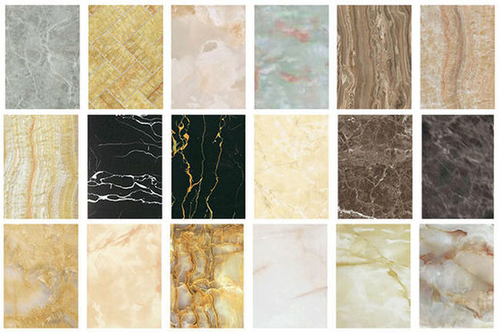 Haute décoration brillante de luxe de mur intérieur de feuille de marbre de PVC de 1220x2440mm 3mm