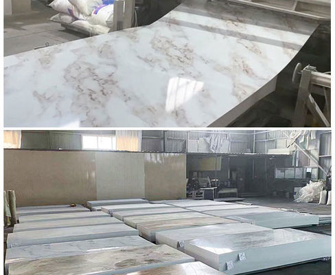 Haute décoration brillante de luxe de mur intérieur de feuille de marbre de PVC de 1220x2440mm 3mm