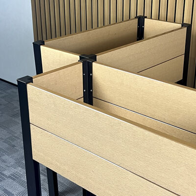 Jardinière surélevée moderne avec composite bois-plastique écologique, ignifuge et imperméable pour extérieur