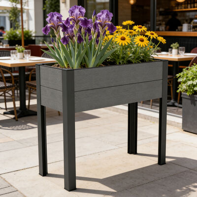 Planteur de lit de jardin surélevé avec des jambes métalliques pour jardinage de légumes dans la cour extérieure