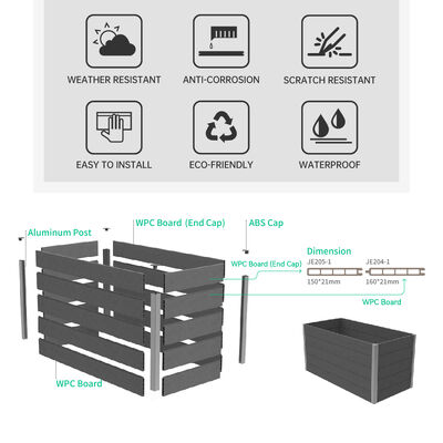 Boîte de plantation de lit de jardin en plein air avec matériau ignifuge ignifuge écologique pour la plantation dans la cour