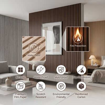 Moderne intérieur panneau mural en WPC bois grain design fluté pour le salon et la chambre à coucher