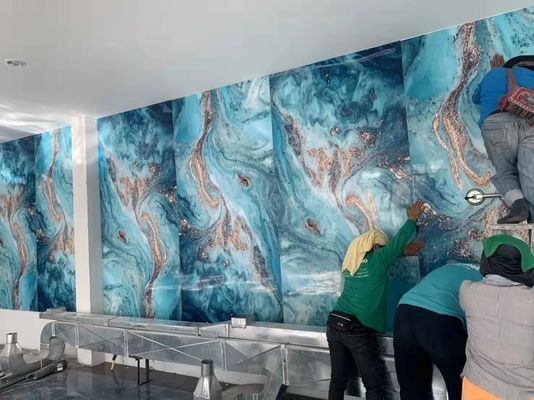Panneau UV de fond de mur de décoration intérieure de feuille de marbre de PVC de revêtement
