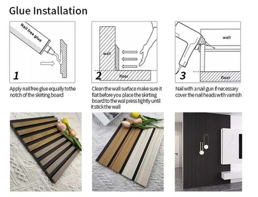 Le mur cannelé insonorisé imperméable de picoseconde lambrisse le composé en plastique en bois facile d'installation