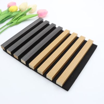 Panneaux muraux acoustiques en fibre de polyester Wpc Placage en bois écologique